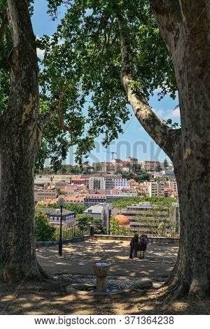 Lisbon, Portugal - July 4, 2019: The Torel Garden (jardim Do Torel) At Sunny Day In The City Of Lisb