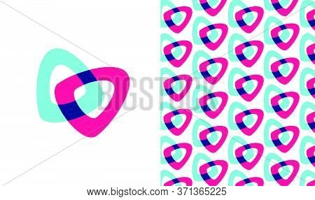 Overlapping Chain Creative Concept Set Including Seamless Pattern. Vector Logo Elements For Companie
