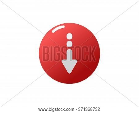 Red Glassy Round Download Button Vector Icon