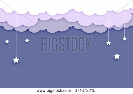 Clouds Background With Stars And Text Soace