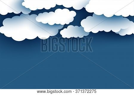 White Clouds On Blue Flat Background Design