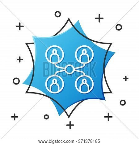White Line Online Class Icon Isolated On White Background. Online Education Concept. Blue Hexagon Bu