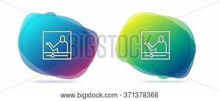 Set Line Online Education And Graduation Icon Isolated On White Background. Online Teacher On Monito