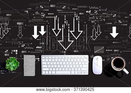 Descending Arrows With A Computer Keyboard And A Mouse