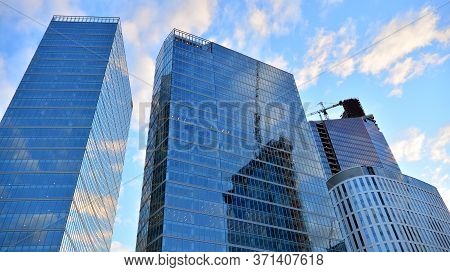 Warsaw, Poland. 14 June 2020. Roundabout Daszynski. New Skyscrapers In The Financial District Of Dow