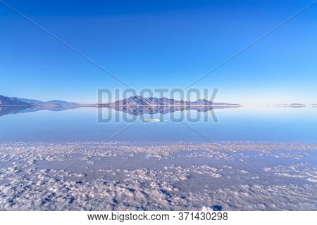 Wide Angle View Of The Bonnievale Salt Flats, Utah
