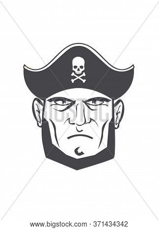 Bearded Pirate With Pirathat On White Background