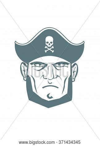 Bearded Pirate With Pirathat On White Background