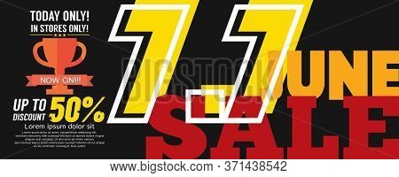 7.7 June Month 50 Percent Discount Sale Bannervector Illustration. Eps 10