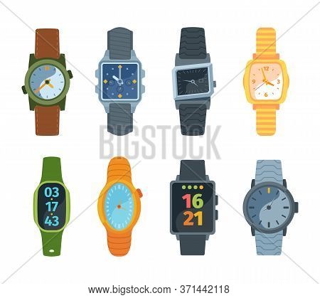 Wristwatch Set. Classic And Modern Watches Fashionable Retro Design Mechanical Proven Over Years Ele