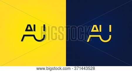 Minimalist Abstract Initial Letter Au Logo. This Logo Incorporate With Abstract Letter In The Creati