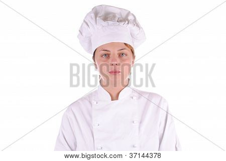 jovem chef feminino uniforme