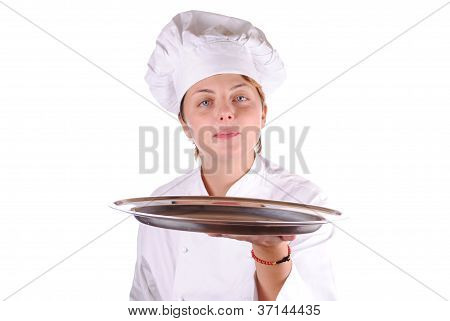 Junge weibliche Chef Uniform