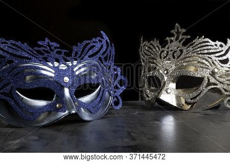 Blue And Silvery Carnival Masks
