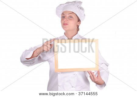 jovem chef feminino uniforme