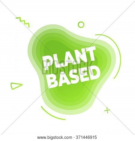 Plant Based Vegan Diet Icon Sign With Modern Liquid Abstract Elements Graphic Gradient Flat Style De