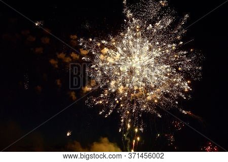 Colorful Festive Fireworks On A Black Sky Background