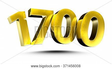 3d Illustration Numbers 1700 Gold Isolated On A White Background.(with Clipping Path)