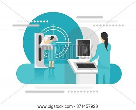 Mammogram -  Breast Diagnosis And Screening - Creative Vector Illustration Of Cancer Mammography