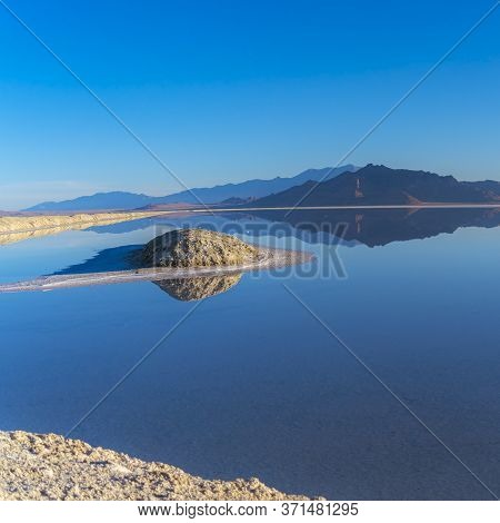 Square Frame Blue Sky Reflected In Bonnievale Salt Flats, Utah