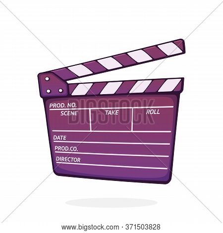 Open Clapperboard Used In Cinema When Shooting A Film. Cinematograph Clapper Board. Symbol Of The Fi
