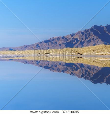 Square Frame Landscape With Reflections At Bonnievale Salt Flat