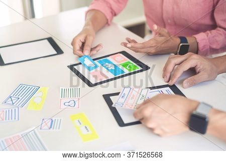Team User Experience (ux) Designer Creative Graphic Planning Or Designing Application Development A 
