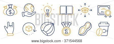 Set Of Business Icons, Such As Check Investment, Hazelnut. Certificate, Save Planet. Idea, Book, Ret