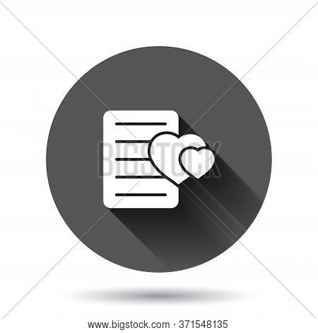 Wishlist Icon In Flat Style. Like Document Vector Illustration On Black Round Background With Long S
