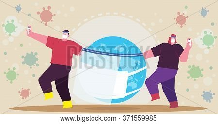 Wearing Face Mask Fight Against Covid-19 For Save The World .