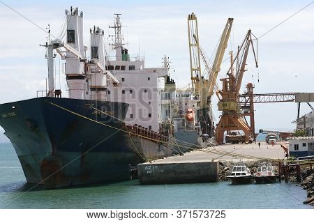 Ilheus, Bahia / Brazil - March 26, 2012: Ship Is Seen At The Port Of Ilheus, Southern Bahia.