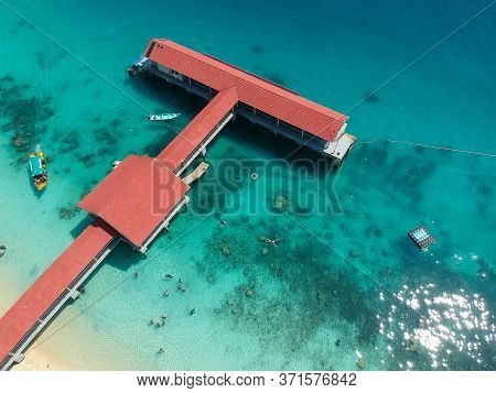 Areal View Of Beautiful Beach At Perhentian Islands, Terengganu, Malaysia