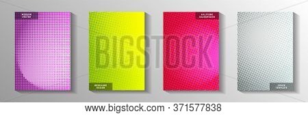 Random Circle Screen Tone Gradation Cover Templates Vector Batch. Urban Notebook Faded Screen Tone P