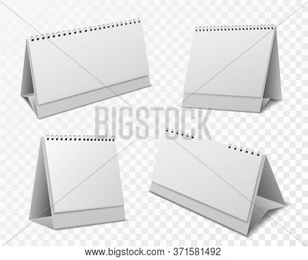 Calendar Mockup. Blank Organizer With Spiral And White Paper Pages For Event Reminder, Message, Desk