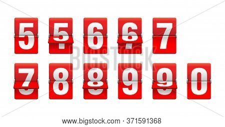 Flip Countdown Clock From 5 To 9 - Red Counter Timer, Time Remaining Count Down Scoreboard In Half F
