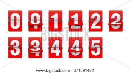 Flip Countdown Clock From 0 To 5 - Red Counter Timer, Time Remaining Count Down Scoreboard In Half F