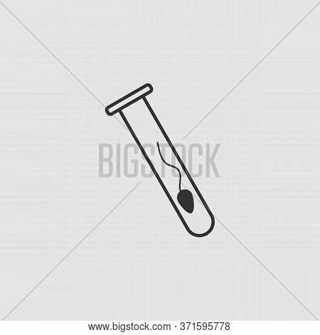 Sperm In Test Tube Icon Flat. Black Pictogram On Grey Background. Vector Illustration Symbol