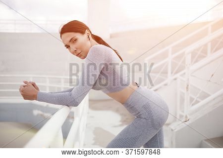 Woman Fitness In Beautiful Style On White Backgrou