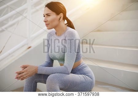 Woman Fitness In Beautiful Style On White Backgrou