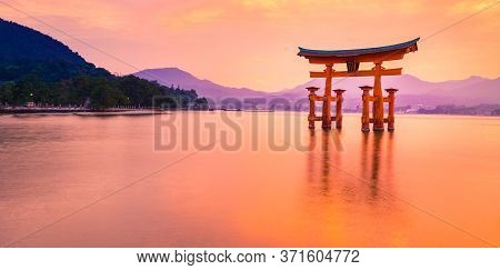 Great Orange Torii Gate Of Itsukushima, Miyajima Island, Japan