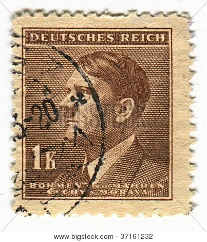 เยอรมนี - เซอร์กา 1937: แสตมป์พิมพ์ในเยอรมนีแสดงภาพของ Adolf Hitler Ge ที่เกิดที่ออสเตรีย