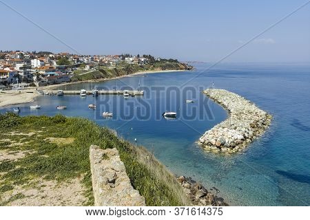 Panorama Of Town Of Nea Fokea, Kassandra, Chalkidiki, Greece
