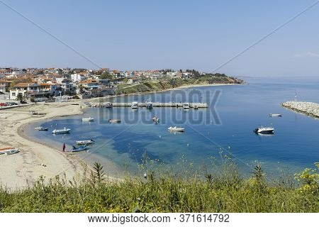 Panorama Of Town Of Nea Fokea, Kassandra, Chalkidiki, Greece