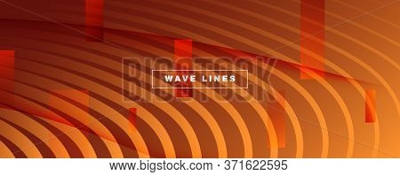 Vector Fluid Flow. Orange Dynamic Movement. 3d Abstract Lines. Technology Pattern. Yellow Fluid Flow