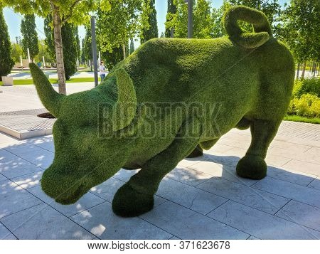 Galitsky Park, Krasnodar, Russia-07.06.2020:the Symbol Of The Football Club Krasnodar ,sculpture Of