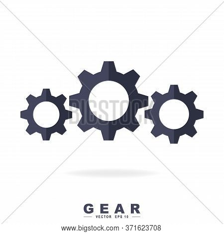 Gear Symbol. Vector Illustration Isolated On White Background.