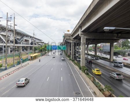 Vibhavadi-rangsit Road Bangkok,thailand-08 August 2018: The Route To Rangsit Is Outside The City. On