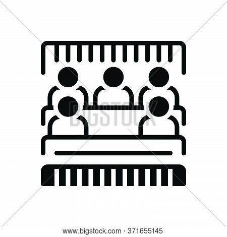 Black Solid Icon For Bleacher People Crowd  Stadium Encouragement