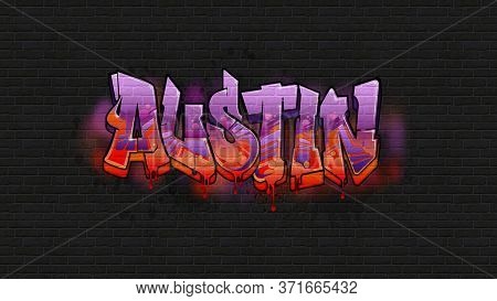 A Cool Graffiti Name Illustration Inspired By Graffiti And Street Art Culture. Vivid Vibrant Colors,