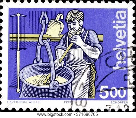 02 11 2020 Divnoe Stavropol Territory Russia Postage Stamp Switzerland 1993 Trades Occupations Chees
